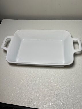 Dash of That 4 Quart White Stoneware Rectangular Baking Dish with Handles NEW